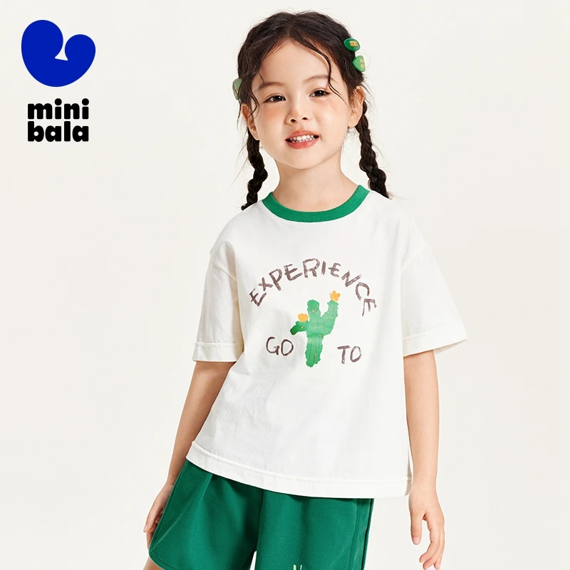 Mini Bala T-Shirt Unisex Children Short Sleeve T-Shirt Pure Cotton Parent-Child Outfit for a Family of Three Tops