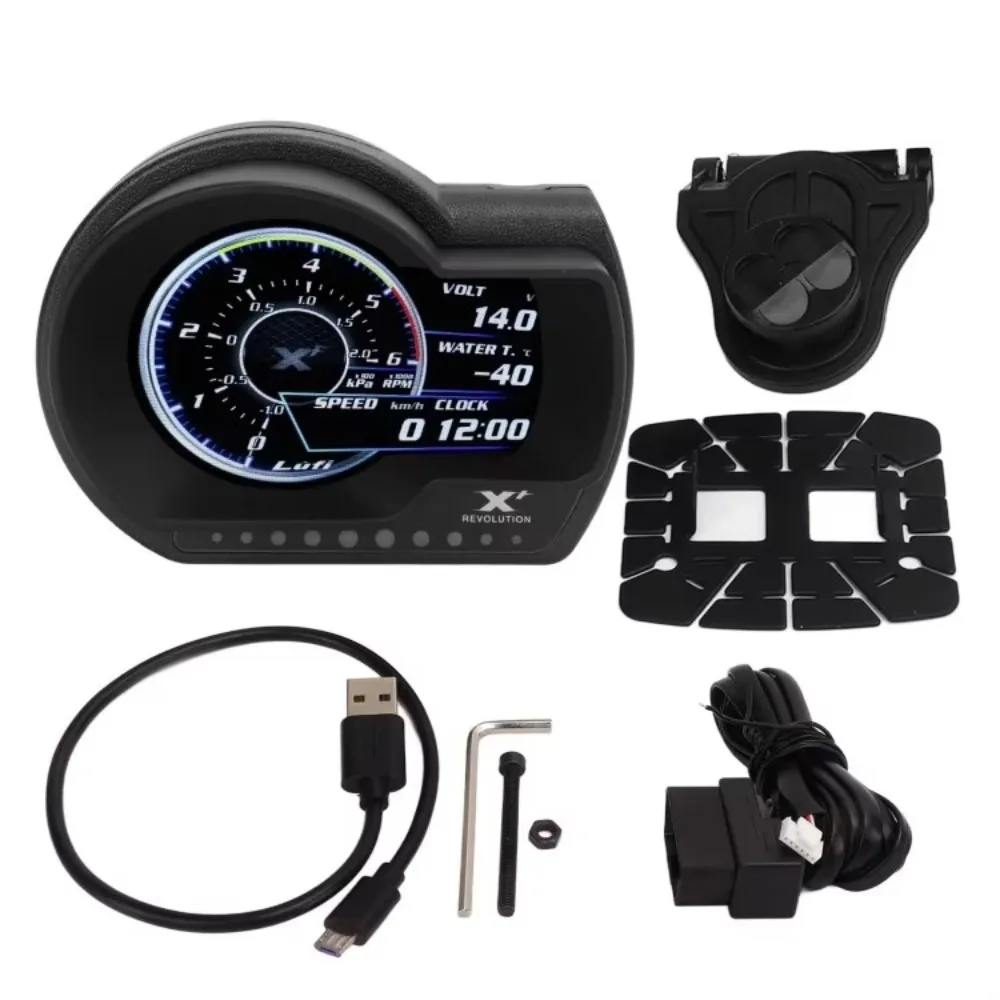 

LUFI XF OBD2 Gauge Display English Version Digital Boost Revolution Instrument Car Pressure Afr RPM EXT Oil Meter Alarm Light