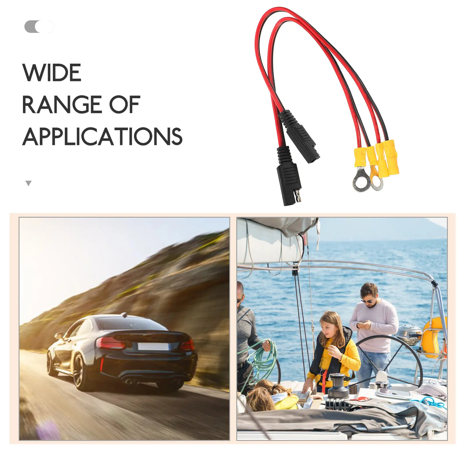 2Pcs Sae Automotive Extension Cable 12V Quick Connect 2 Pin Plug Compatible with Battery Solar Panel Motorcycle Tractor Rv Yacht