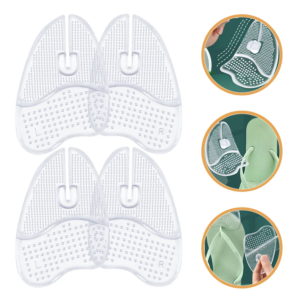 

2Pairs Adhesive Metatarsal Forefoot Cushions Clear Gel Slippers Ball of Foot Pads Women Reduce Fatigue Pain Metatarsal Pads