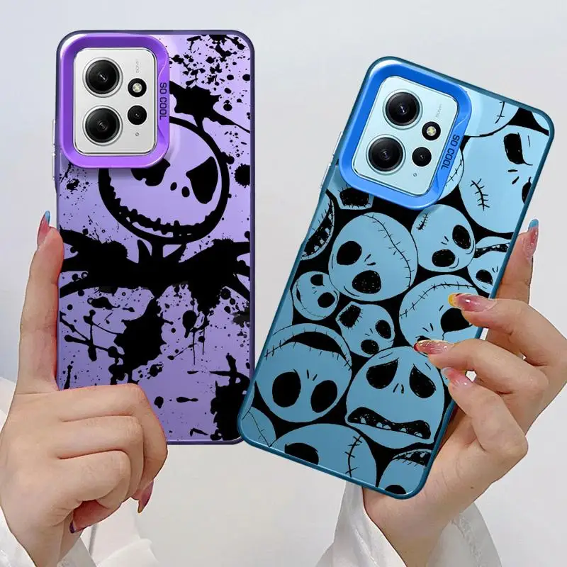 Disney The Nightmare Jack Case for Xiaomi Redmi Note 11 10 13 Pro 9S 12 9 Poco X3 NFC 11 Lite A1 Plus Colored Silver Phone Cover