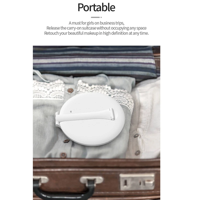 Iluminado espelhos dobráveis com 80 luzes LED, espelhos de beleza portáteis, 4 cores iluminação, mesa, viagens, durável, maquiagem