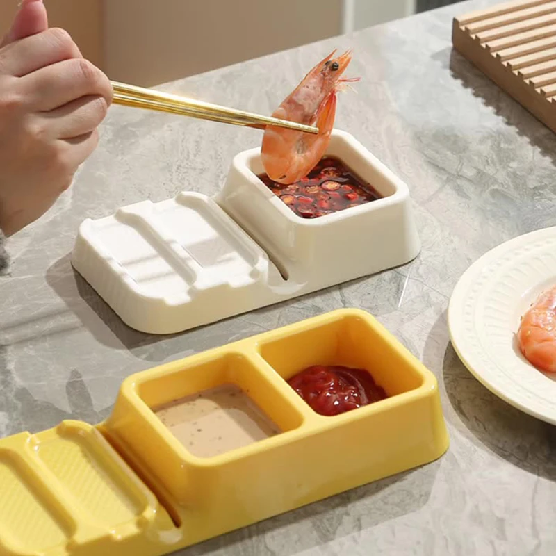 

Seasoning Dish Plastic Hot Pot Dipping Bowl Sauce Separate Grid Plate Spice Soy Vinegar Dishes Snacks Plates Kitchen Tableware