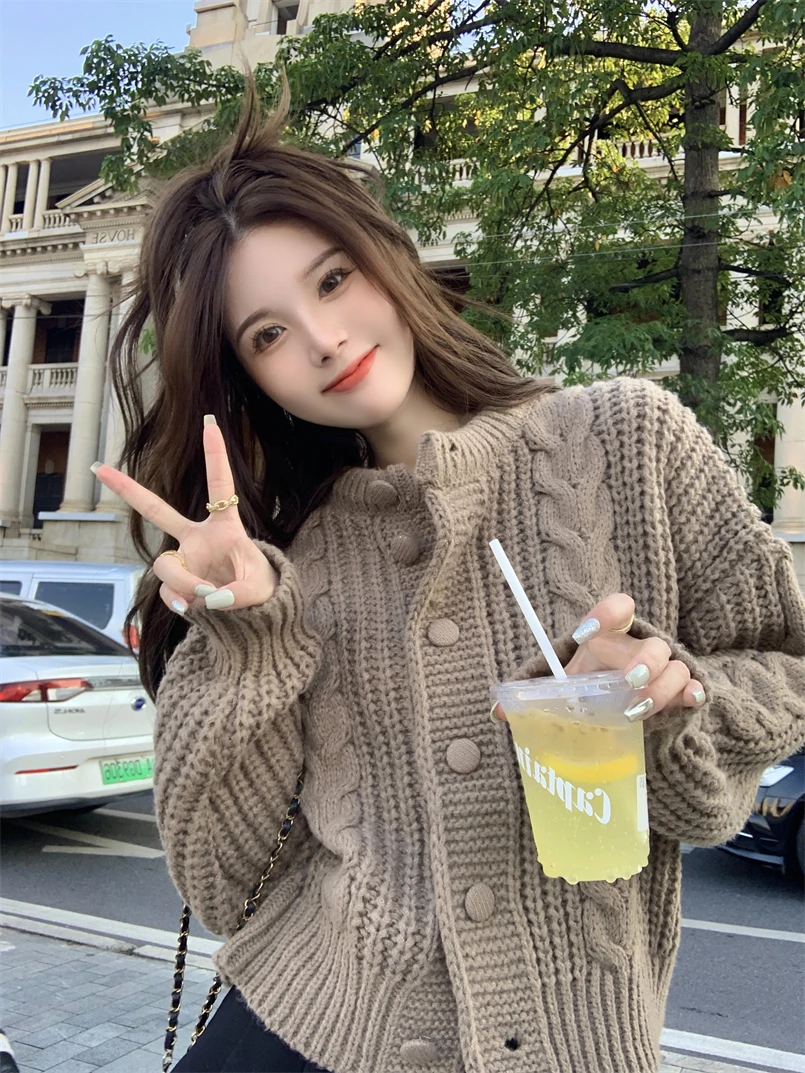 

Женский утепленный вязаный кардиган больших размеров, осенняя новинка, свободный прямой крой, с длинными рукавами