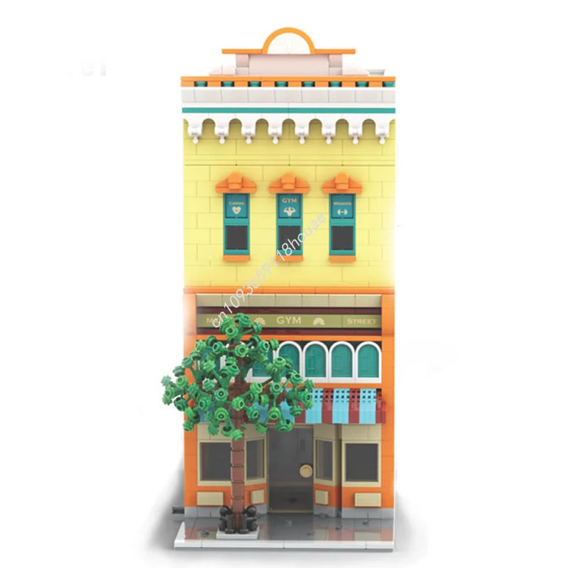 1645 pz MOC Main Street Gym City Edition Modello modulare Building Blocks Giocattolo Assemblare FAI DA TE Creativo Regalo Di Natale Mattoni Per Bambini