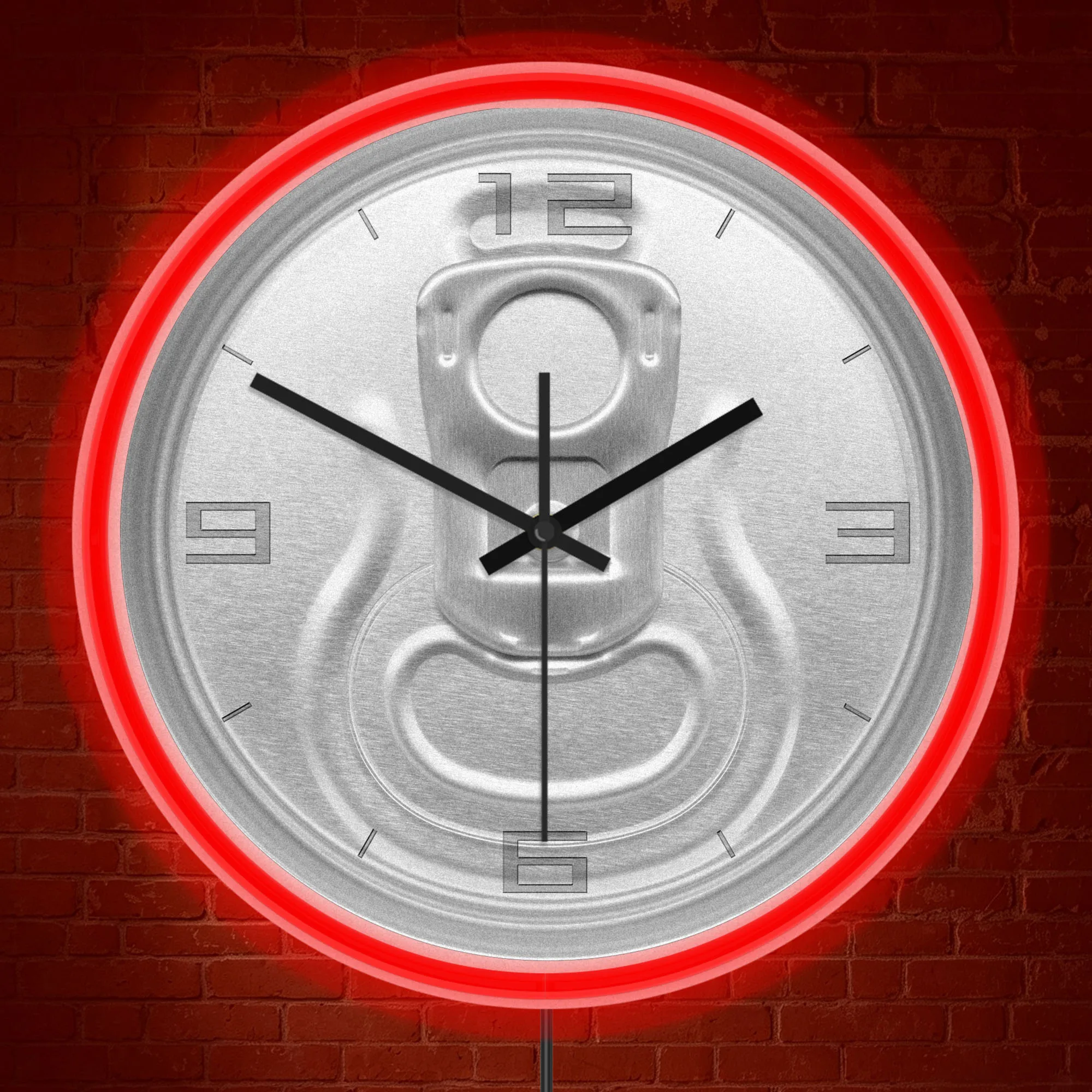 Soda Pop Can Top LED Neon Wall Clock USB Powered Night Light for Man Cave Home Bar Garage Illuminated Sign Luminous Wall Clock