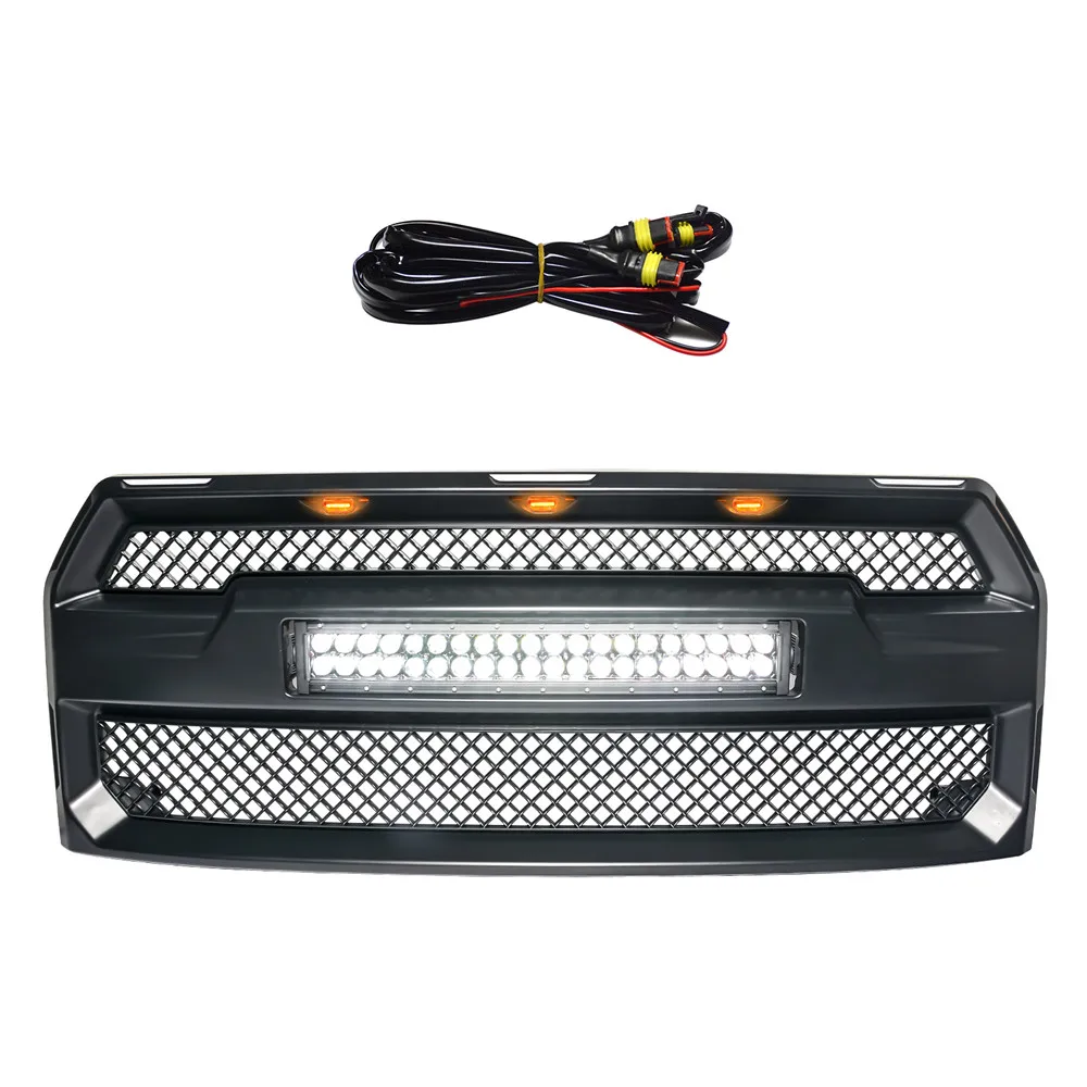 

Поп-модифицированный для гриля F150 для F-150 2015 2016 2017 со светодиодной подсветкой, решетка переднего бампера, сетчатая крышка, передние решетки, гоночная решетка