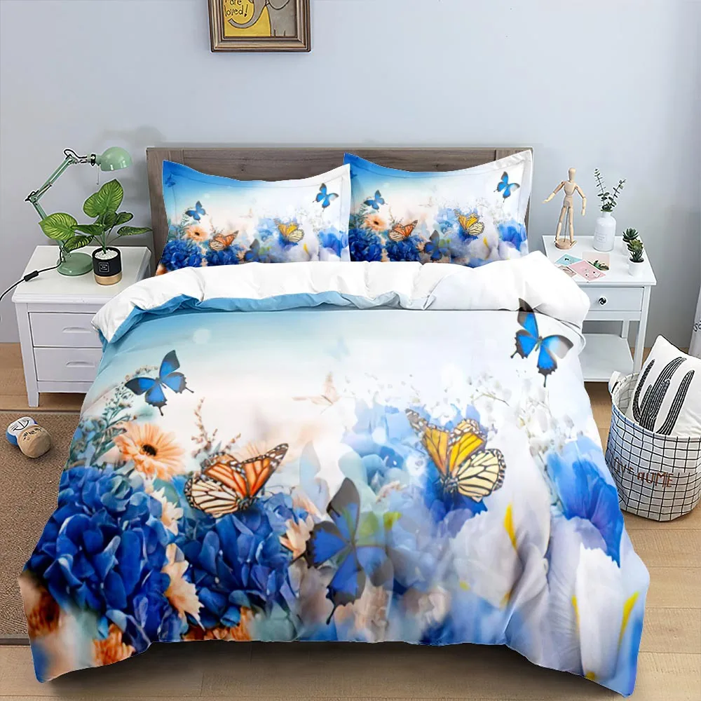 

Butterflies Bedding Set 3D Printed Anime Duvet Cover Set Pillowcase Skin-Friendly Single Twin King Size for Adult Birthday Gift