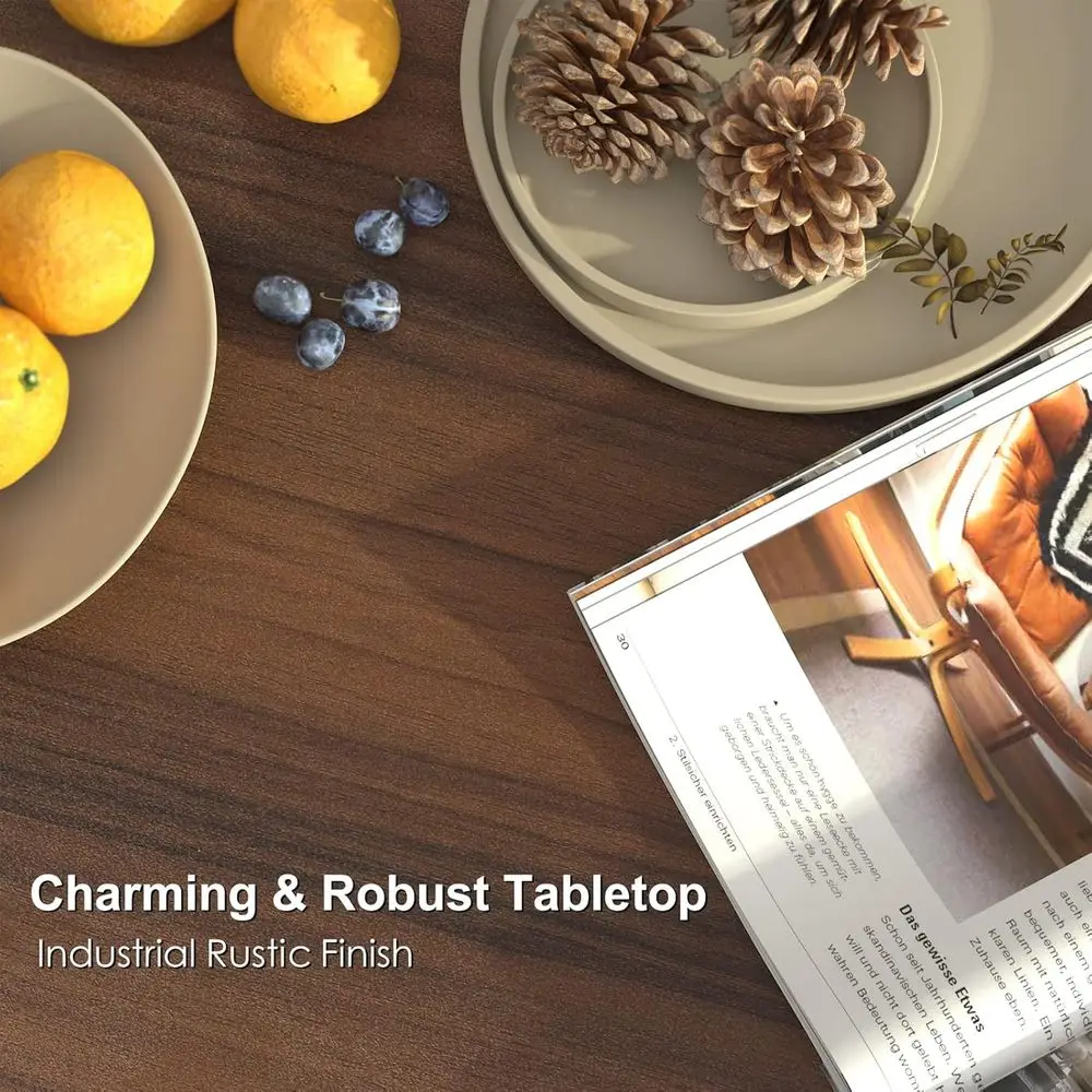 Mid-Century Modern Walnut Coffee Table with Storage, Drawer and Shelf, Dark Brown, for Living Room & Office