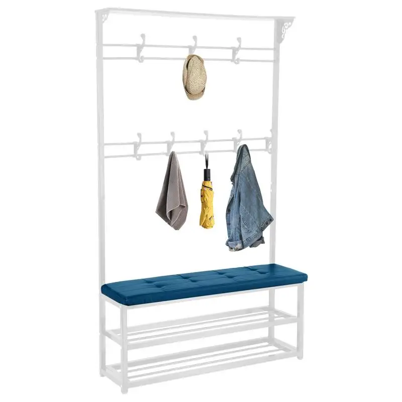 Coat Rack Shoe Bench Multifunctional Entryway Bench Standing Coat Hanger with 8 Removable Hooks White Storage Bench for Hallway