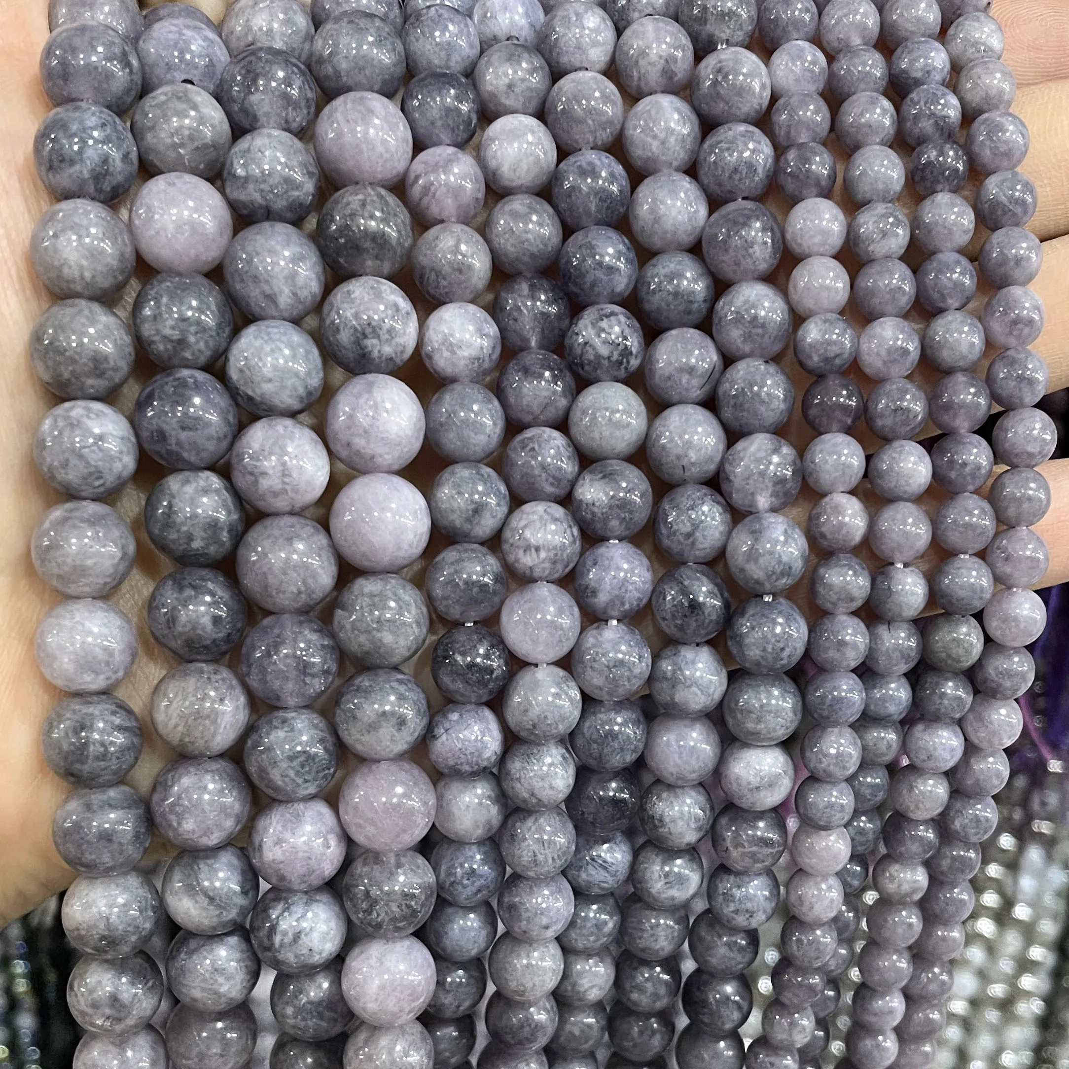 

6 8 10MM Natural Stone Grey Chalcedony Round Loose Beads For Jewelry Making Charm Diy Bracelets Necklace Accessories