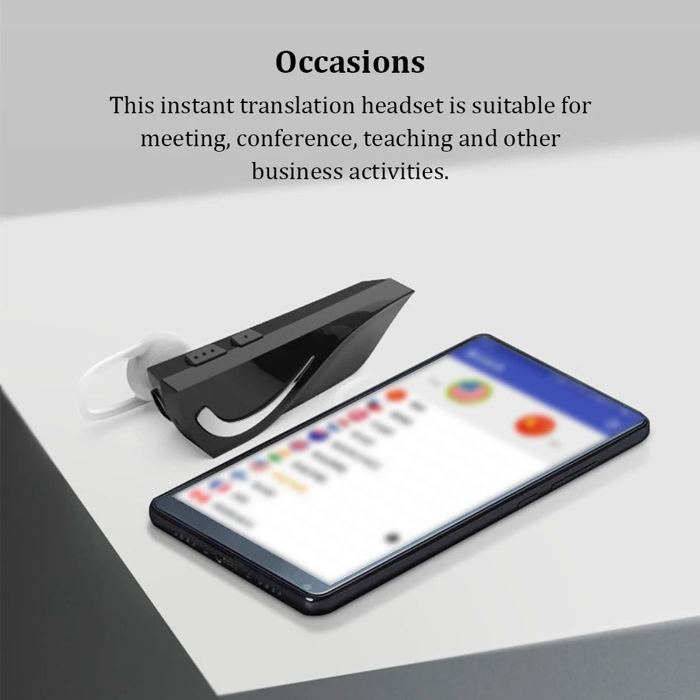 Multi-language Translation Earbud Rechargeable Bluetooth-compatible Instant Translator Earphone Conference Music Headset Voice