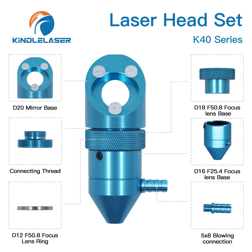KINDLELASER CO2 Laser Lens ZNSE Laser head Set per K40 Series macchina da taglio per incisione Laser Dia.12/15/18mm lunghezza focale 50.8mm