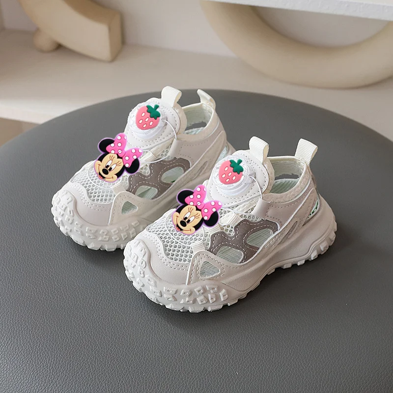 صنادل ديزني فيرست ووكرز الرياضية للأطفال بأزرار دوارة، أحذية صيفية ميكي ماوس كارتونية للأولاد، أحذية كاجوال للفتيات بفتحات شبكية #5