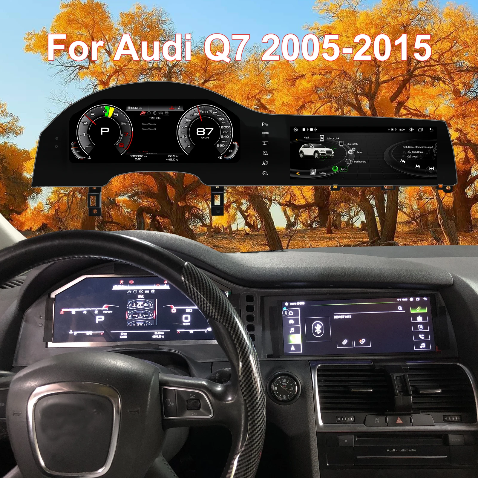 

Dual Screen Android car radio & digital instrument cluster for Audi Q7 2005-2015 Screen, Dashboard,Carplay Android Auto,GPS Navi