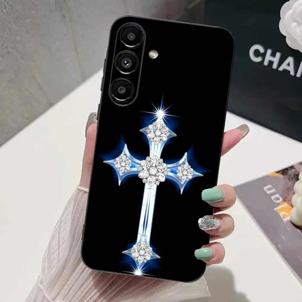 Gothic Cross Skull Y2K Phone Case For Samsung S24,S21,S22,S23,S30,Ultra,S20,Plus,Fe,Lite,Note,10,9,5G Black Soft Cover