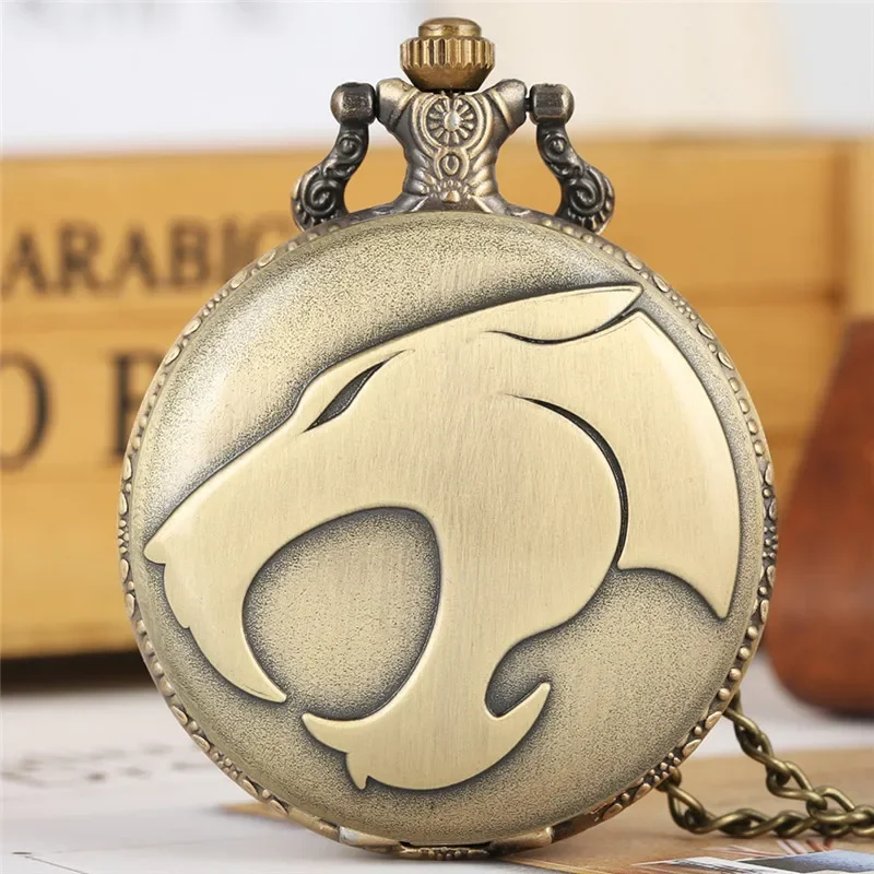 

Antique Engraved Animal Leopard Head Unisex Analog Quartz Pocket Watch Retro Necklace Pendant Chain Watch Clocks Reloj De Madera