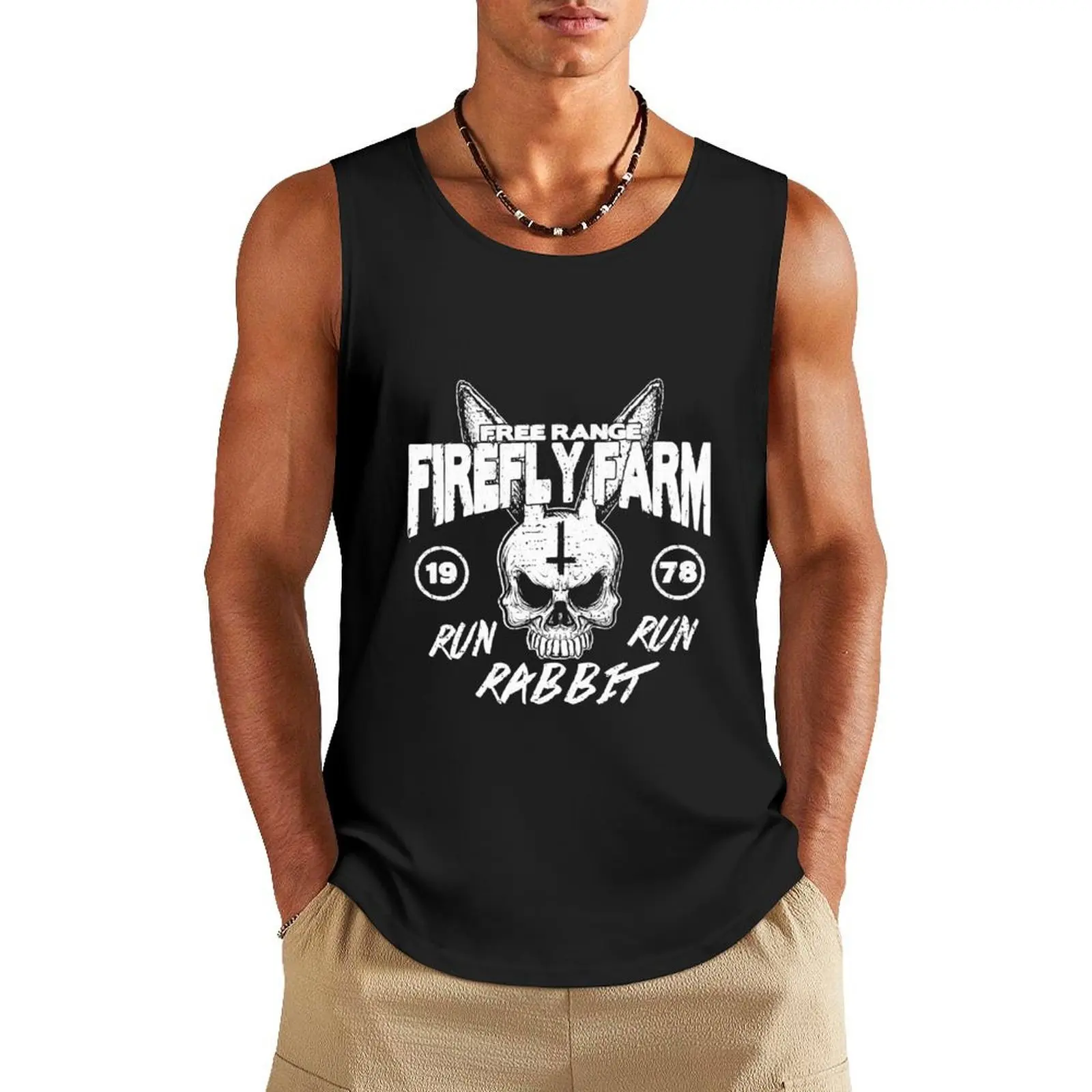 

Firefly Farms run rabbit run Relaxed Tank Top t shirt Male vest gym shirt man