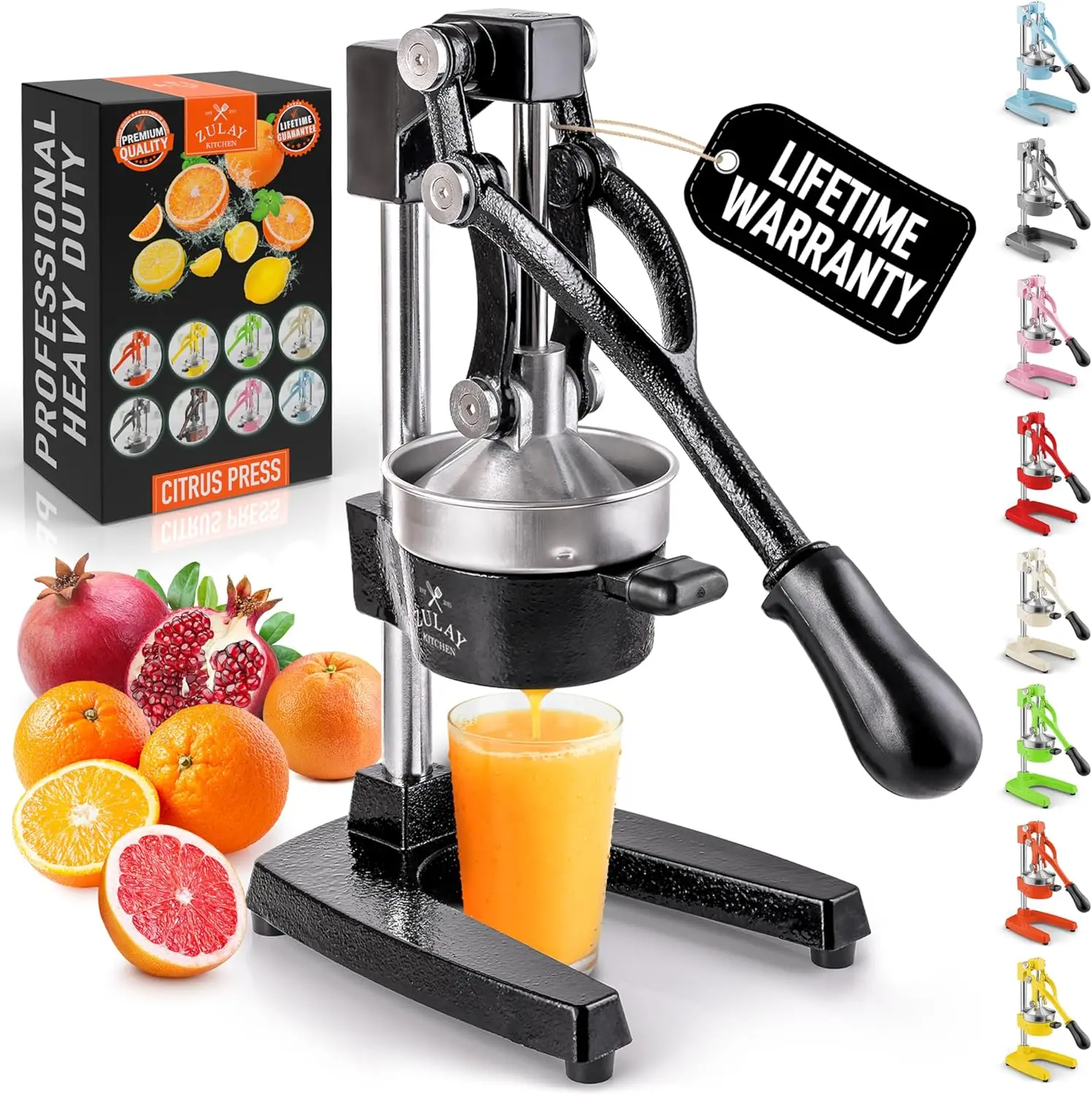

Cast-Iron Orange Juice Squeezer - Stainless Steel Manual Citrus Juicer (Black)