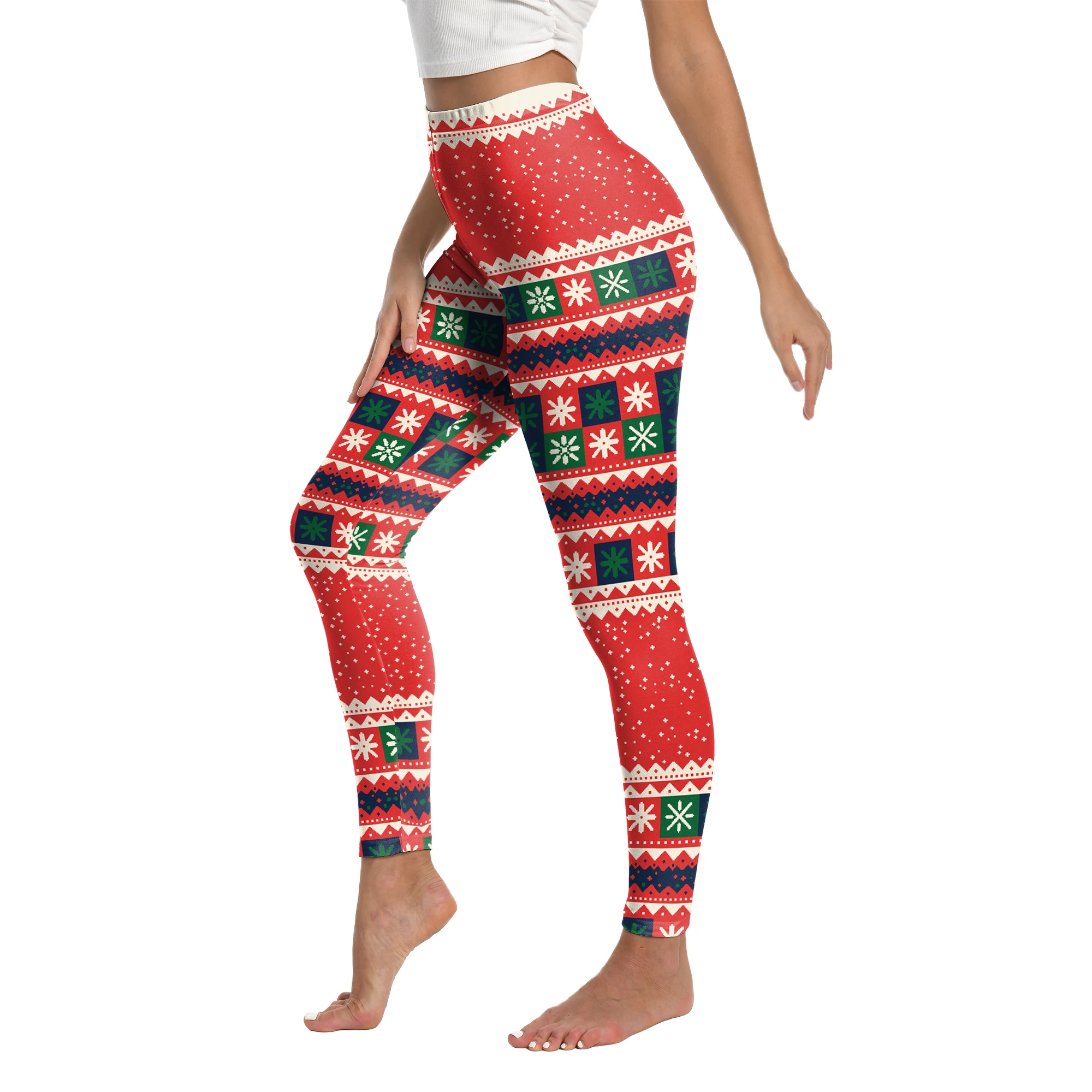 Leggings da donna Pantaloni da allenamento sportivi Lanterne colorate Pantaloni da yoga stampati Abbigliamento sportivo sexy a vita alta Leggings scozzesi natalizi