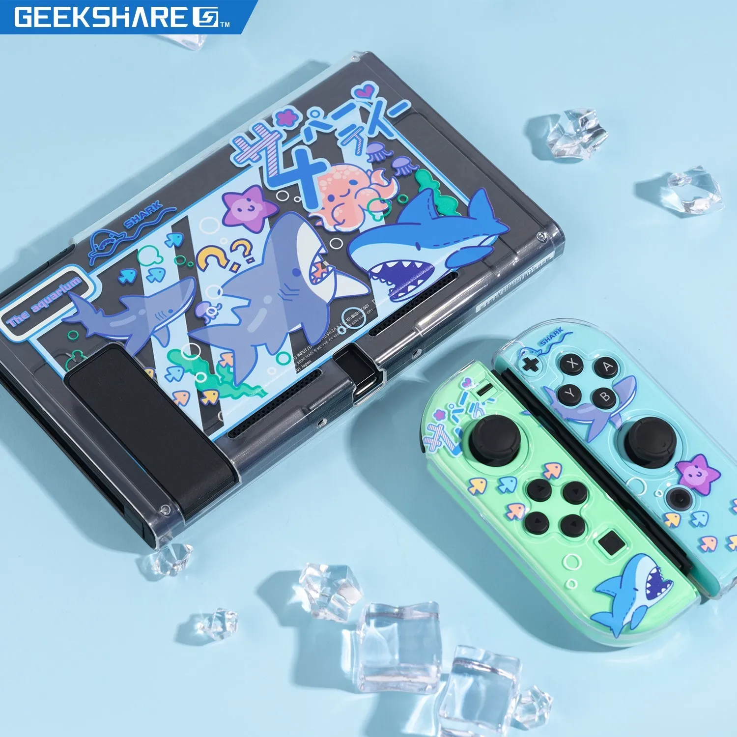 GeekShare Shell Cute Cotton Shark Party Translucent Soft TPU Case Full Cover Case For Nintendo Switch Accessories