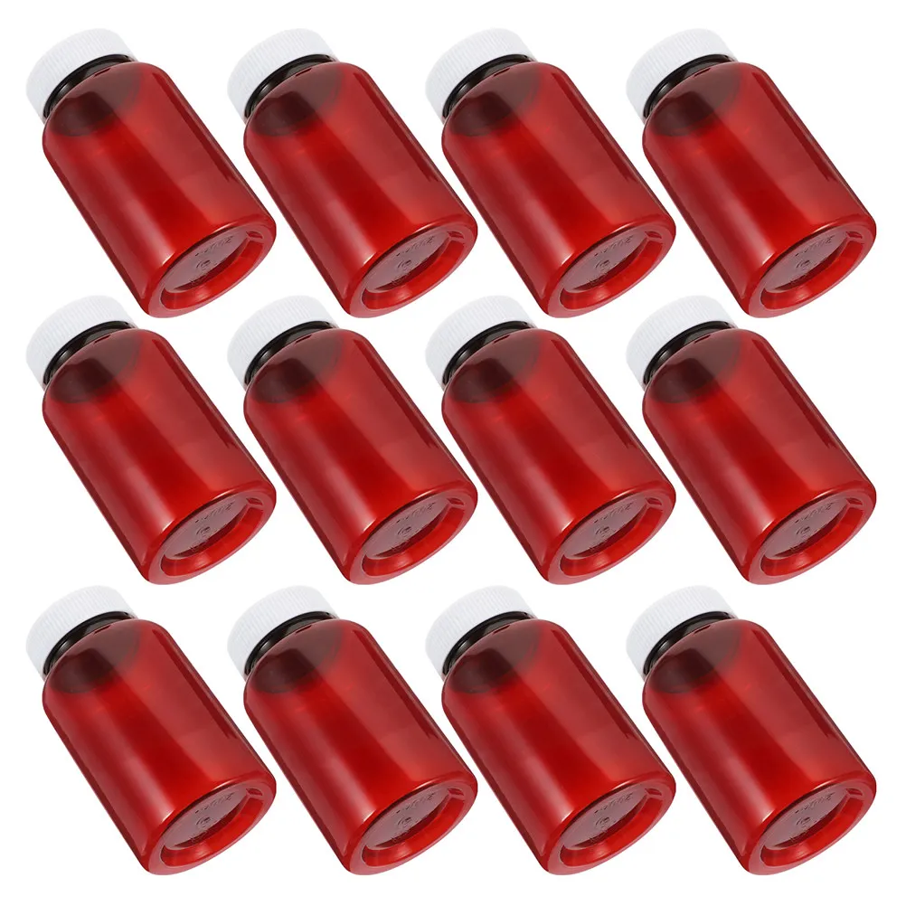 16pcs 100ml Plastic Empty Medicine Containers with Caps Pill Storage Bottles for Tablets Herbs Supplements Home or Travel Use