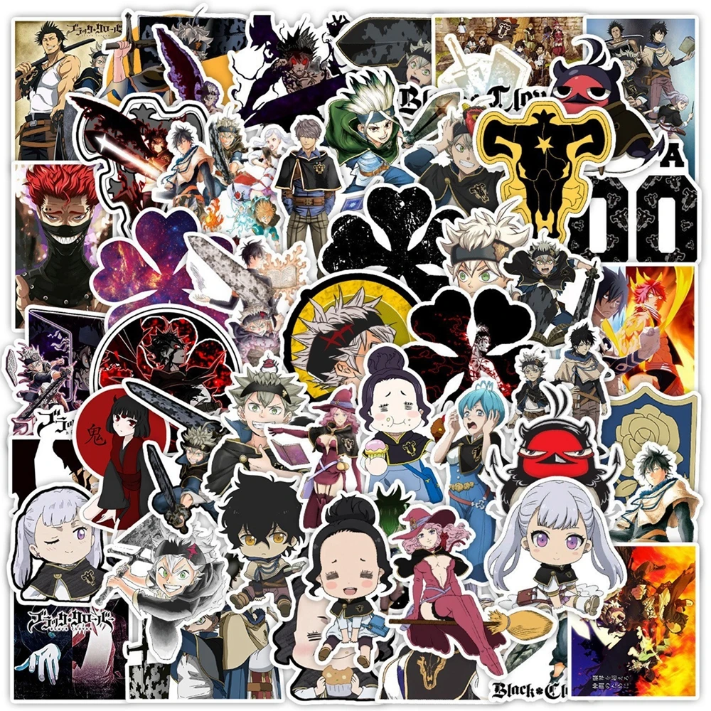 1 Pacote de Adesivos de Anime Black Clover, Figuras de Ação do Cavaleiro Mágico Asta, Yuno e Mimosa, Modelo de Personagem, Suprimentos Decorativos, Brinquedo de Presente