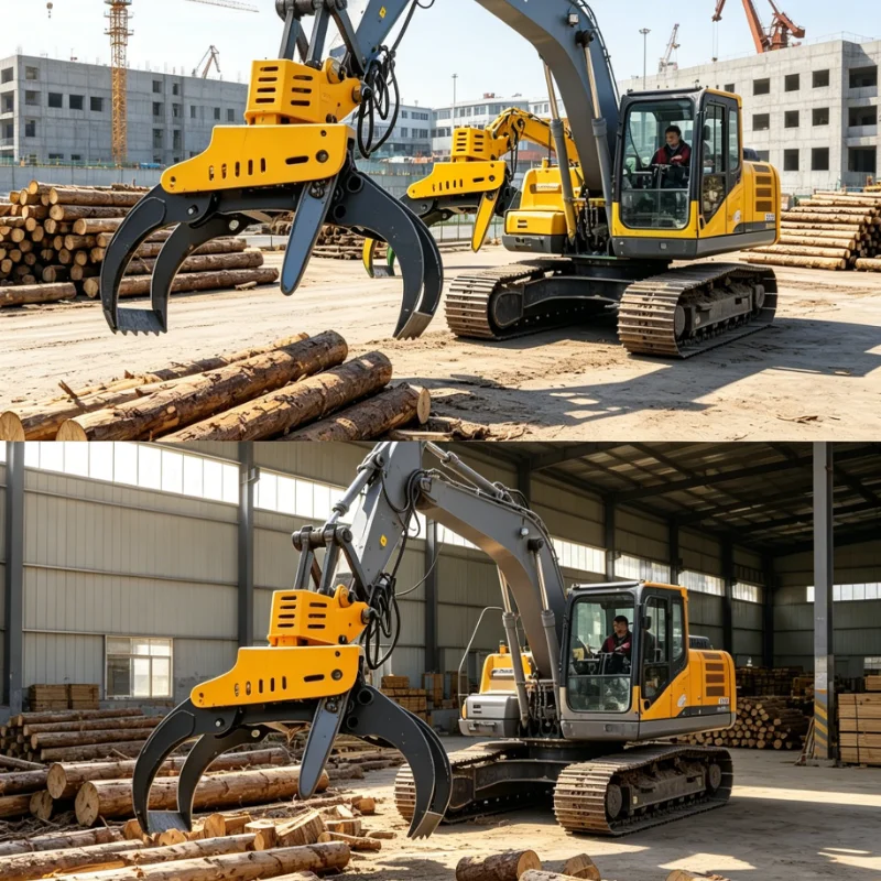 Customized rotating grapple saw hydraulic 360 degree forestry wood cutter tree shear logger wood grab grapple saw