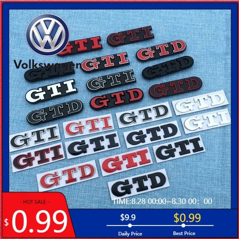 

VW 2026 Hot 3D Metal Car Grille Sticker GTI Emblem For Volkswagen Golf 5 Polo Golf 7 5 6 Mk6 7 R 7 Gtd Mk7 Mk4 Mk5 GTI Car Stick