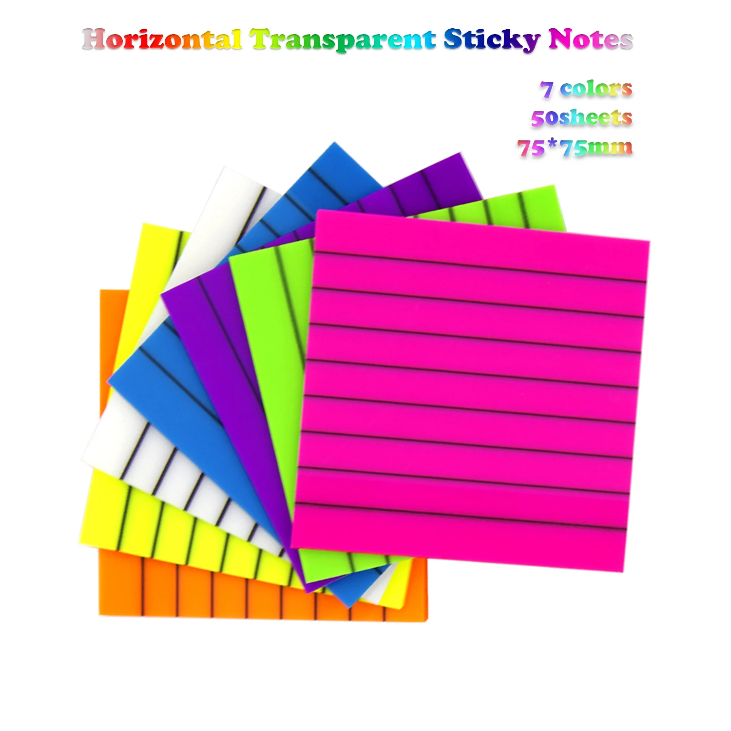 Color Transparent Sticky Notes Horizontal See-Through Stickers Waterproof Index Memo Pads Non-Covering Posted It Note Stationery