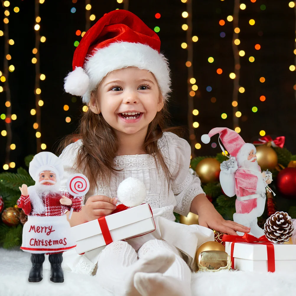 

2Pcs Plastic Christmas Santa Claus Ornaments Hanging Decorations for Tree Wall Window Holiday Party Home Santa Clause