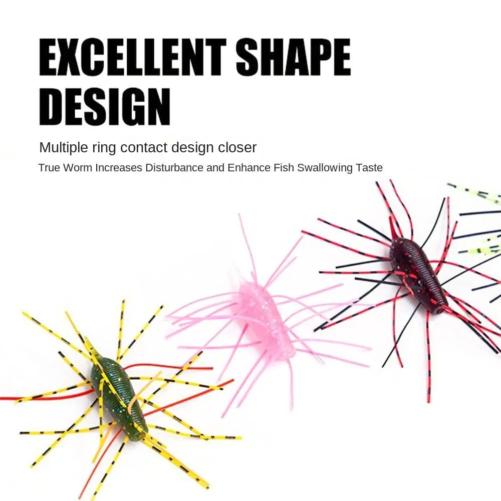 4/5 Uds 4cm/6cm pesca erizo de mar cebo suave palo de lubina gusano de silicona señuelo de gusano hecho a mano poder suave señuelo de pesca