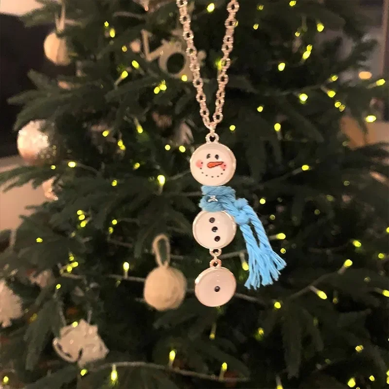 Christmas Snowman Ornament, Cute Button Shape Tree Decoration, for Autumn Winter Daily Commute Date Party Wear