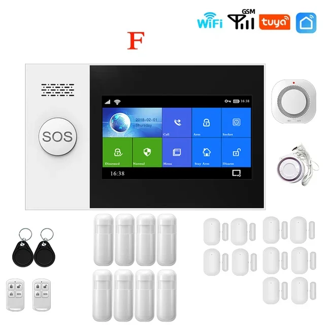 Wireless Tuya Smart Home Wifi GSM Simply Safe Alarm System for Home Business SMS APP Control Burglar Alarm DIY Kit PG107