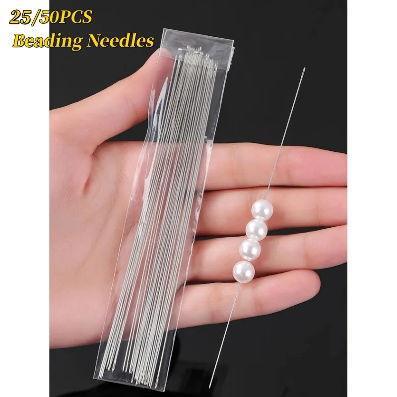 25 إبر خرز فائقة الدقة - إبر فولاذية متينة للمجوهرات المصنوعة يدويًا والخياطة والخرز - لوازم وأدوات يدوية الصنع #1