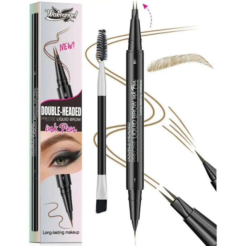 Lápiz de cejas bipartito de doble cabeza, resistente al agua, a prueba de sudor, multifuncional, herramienta de maquillaje de lápiz de cejas Natural