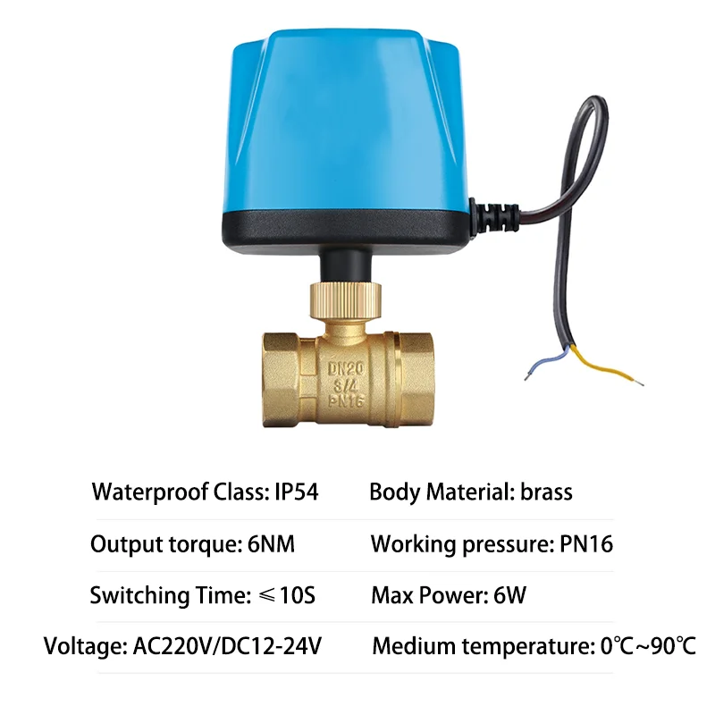 DC12V-24V or AC220V Electric Brass Ball Valve, 3-wire 2-control Electric Ball Valve 2-way, 3-way DN15 DN20 DN25 DN32 DN40 DN50