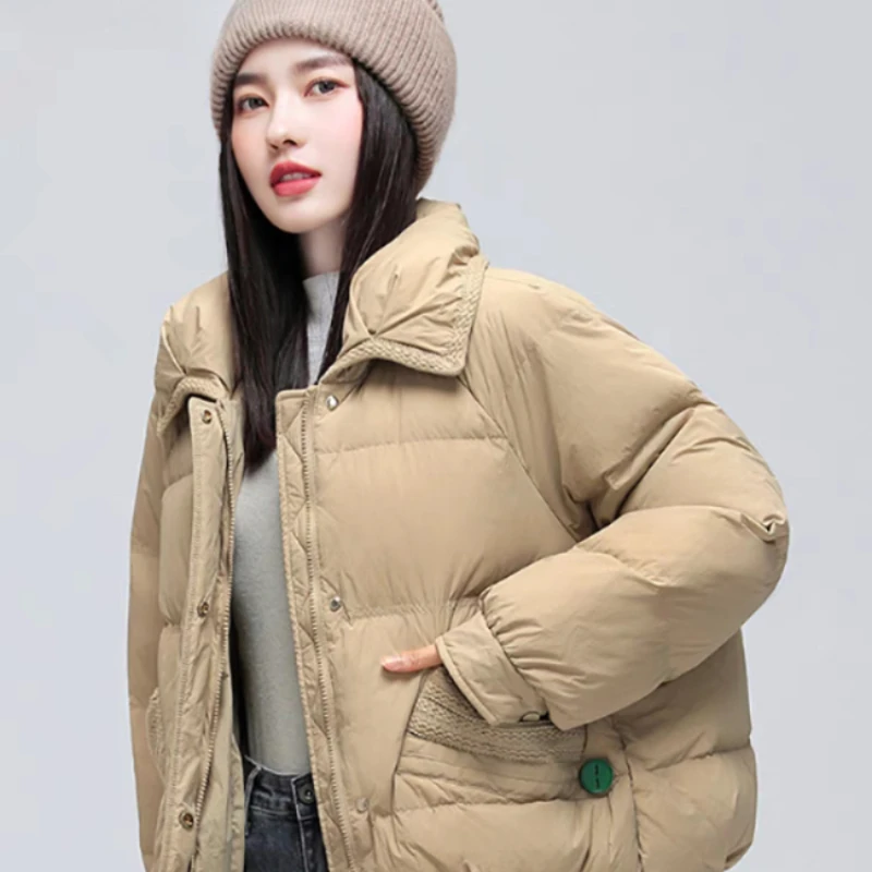 Duck Down Jacket for Women, Loose Warm Jacket, Thickened Fashion, New, Fall and Winter, 2024