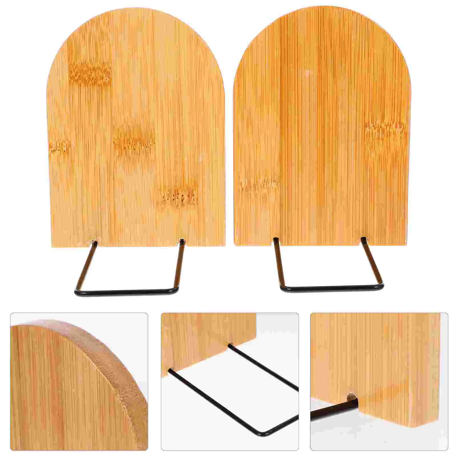 2 Pcs Desk Bookends Decorative Metal Bamboo Study Supplies Multi-function Holder