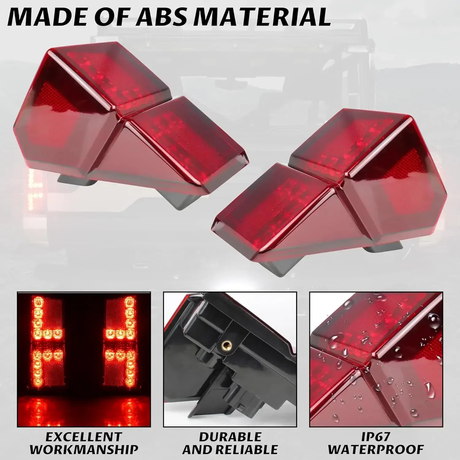 Ranger XP 1000 Taillights 18-24, Red LED Tail Lights Rear Brake Stop Lights for Polaris Ranger XP 1000/ Crew XP 1000/ Ranger