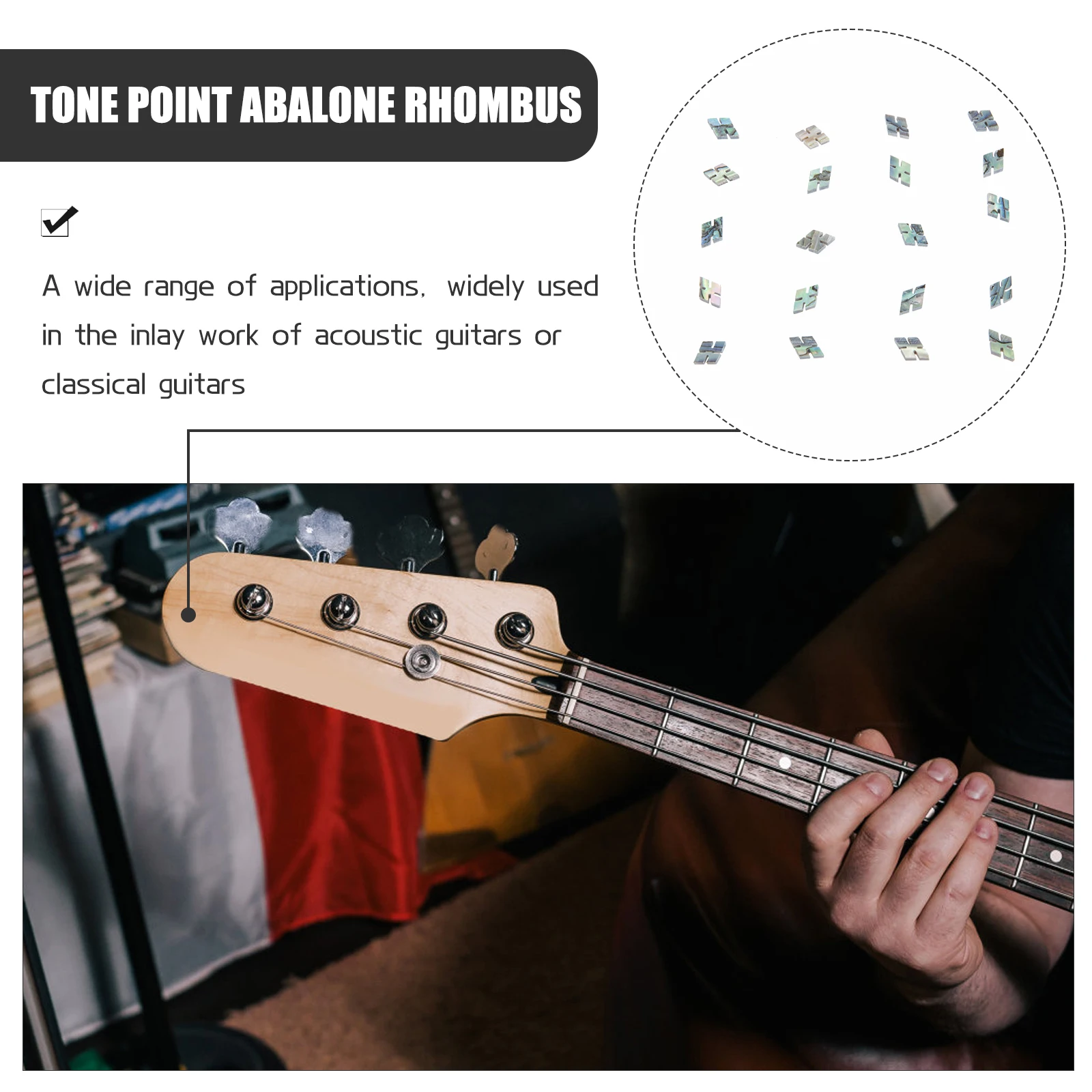 

20 Pcs Finger Board Fingerboard Sound Points Dots Guitar Inlay Fret Markers Fretboard Green Ukulele Stickers Mother