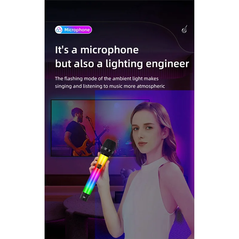 

2.4G Wireless Microphone RGB Microphone Rechargeable Dynamic Microphone For KTV Church Show Meeting Home