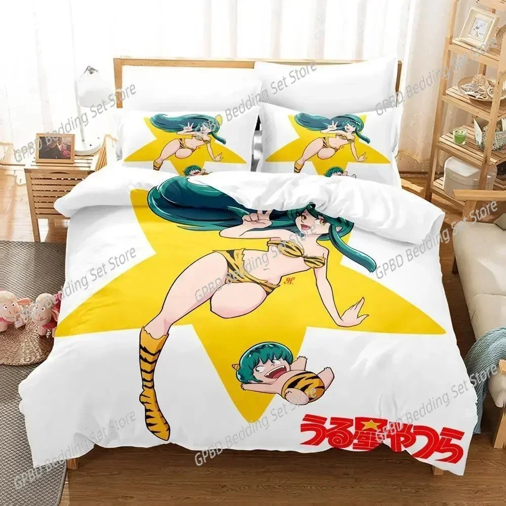 Urusei Yatsura Lum 3D Bedding Set Duvet Cover Pillowcases Single Twin Full Queen King Size Home Decor Quilt Boys Gift Quilt Cove 4