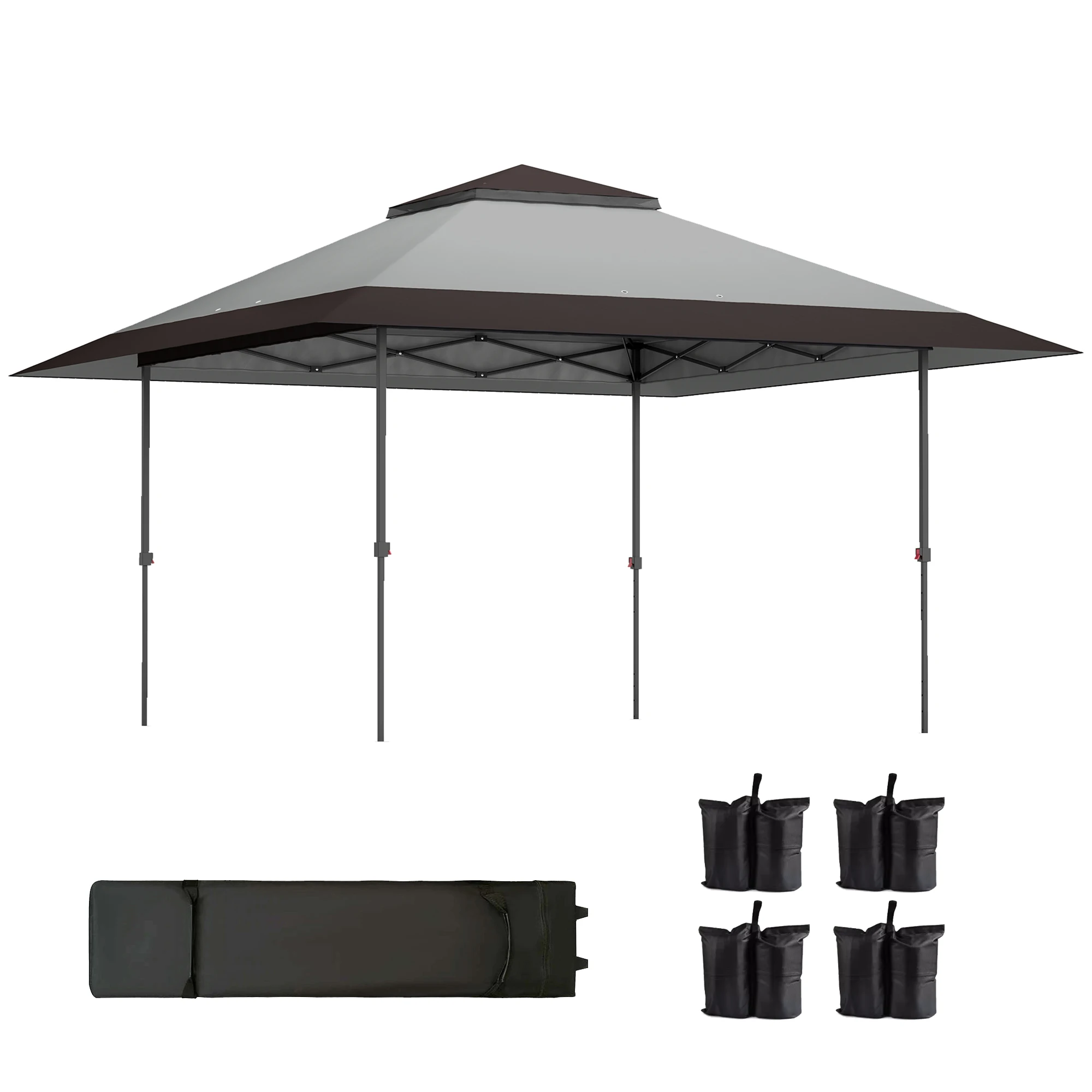 

Outsunny 13'X13' Pop up Canopy with Wheeled Carry Bag and Sand Bags, Gray