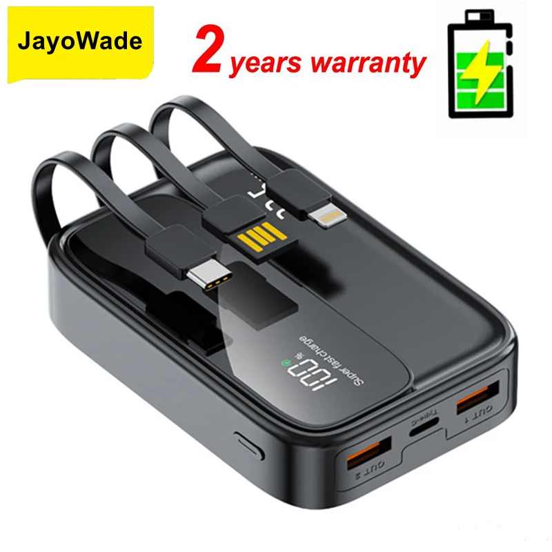 

JayoWade Mini Power Bank 20000 мАч Встроенный кабель 22,5 Вт PD Быстрая зарядка Powerbank Аккумулятор для iPhone Xiaomi Samsung Huawei