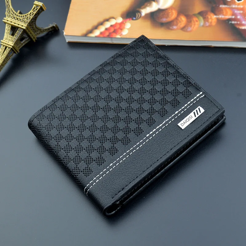 Fashion Casual Short Men Wallet Slim Card Holder Male Wallet PU Leather Small Zipper Large Capacity Coin Pocket Man Purse Wallet