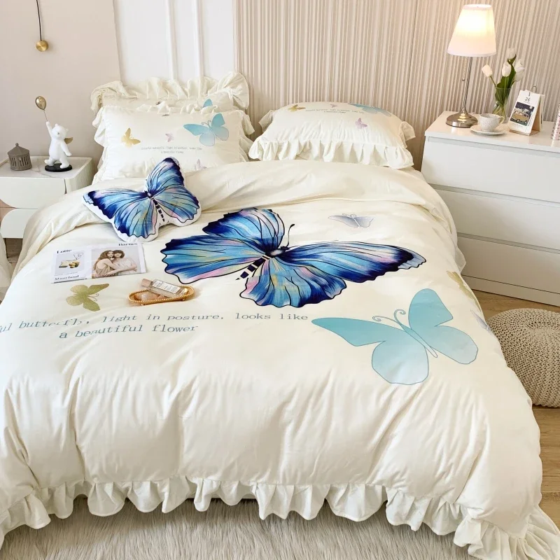 

Shaggy Velvet Fleece Princess Bedding Set Butterfly Duvet Cover Quilt Cover Bed Comforter Set Bed Linen Bedspread Pillowcases