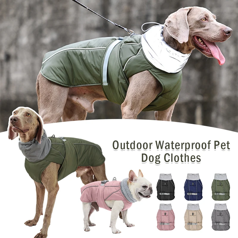 

Pet Dog Winter Warm Clothes Thicken Dog Cotton-padded Coat Outdoor Waterproof Reflective Pet Jacket Vest Dogs Warm Outfits