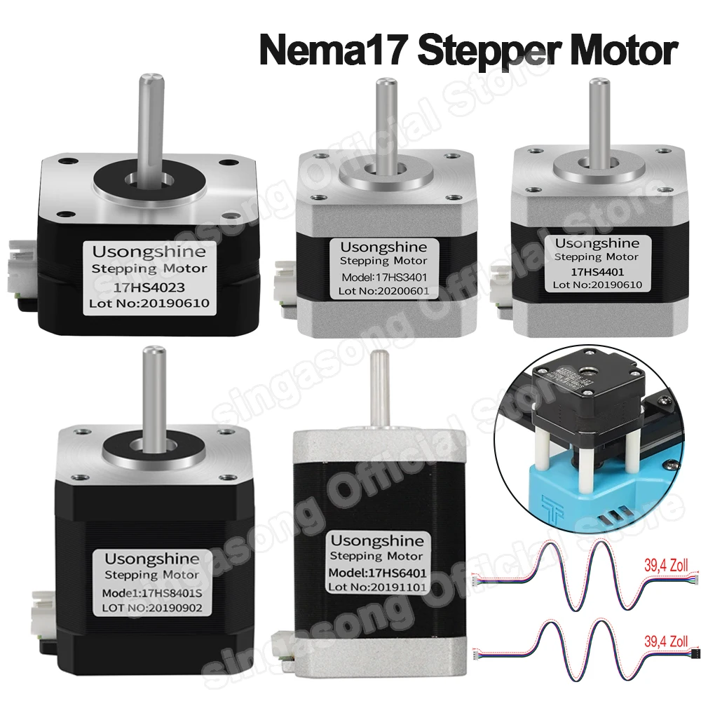 Nema17 Stepper Motor para gravador a laser CNC, peças de impressora 3D, 17HS4401, 17HS3401, 17HS4023, 17HS6001, 17HS8401, 42BYGH