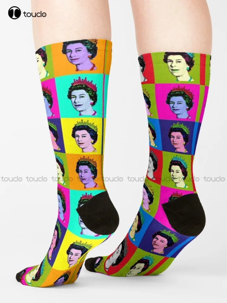 Pop Art Queen Elizabeth Ii Queen Of England calzini donna personalizzati personalizzati Unisex adulti adolescenti calzini 360 ° stampa digitale